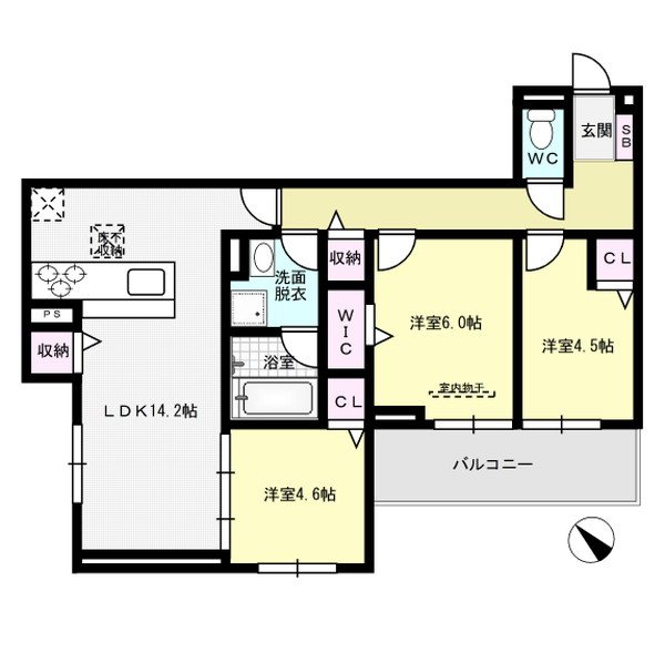 トリシア東大利 203号室 間取り