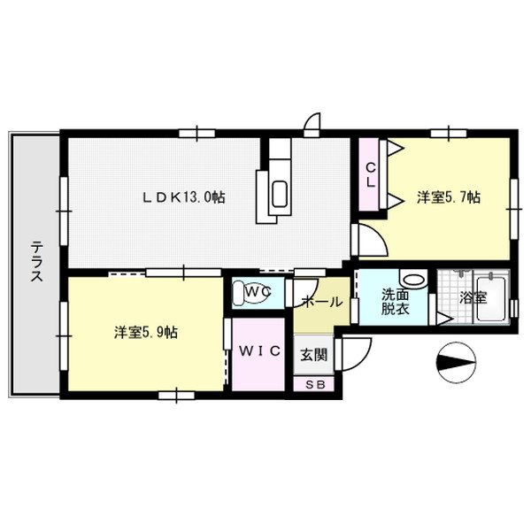 セレッソ若葉台B棟 101号室 間取り