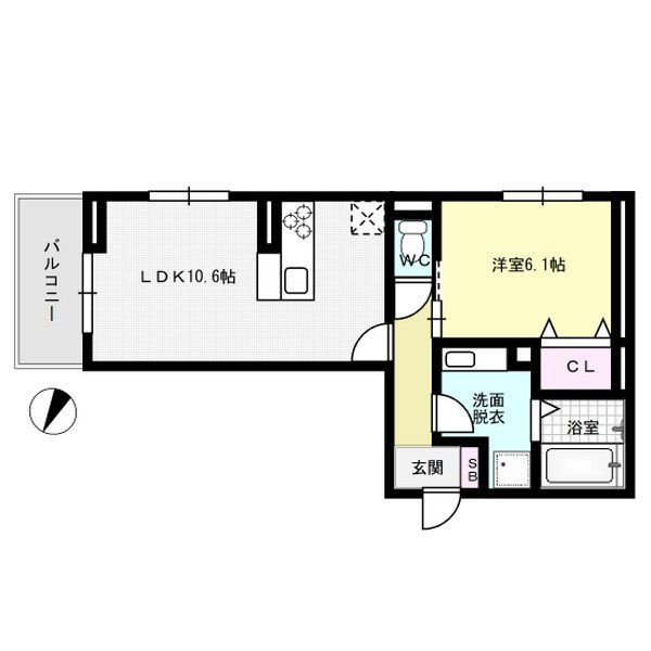 D-room野間大池 307号室 間取り