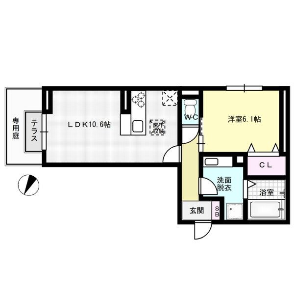 D-room野間大池 107号室 間取り
