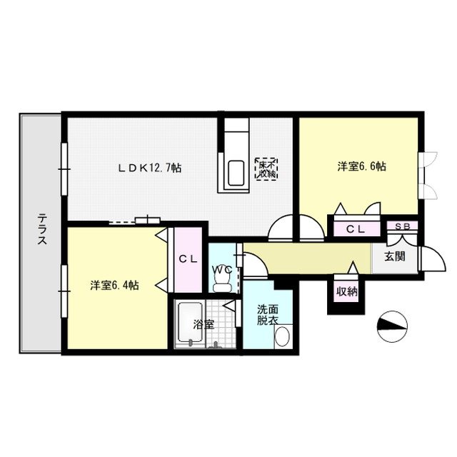 カームネス弥生 103号室 間取り