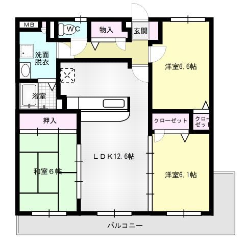 ピア白水ヶ丘 301号室 間取り