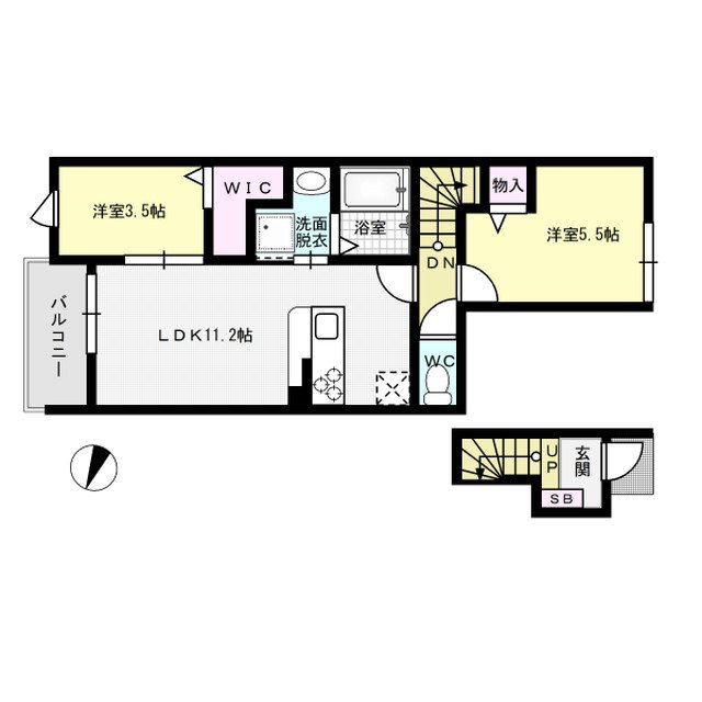 カンポドーロ 201号室 間取り