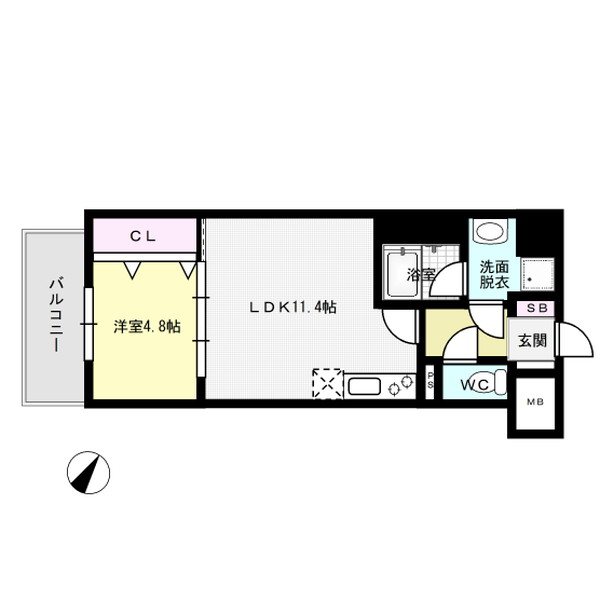 D-room gracious平尾 605号室 間取り