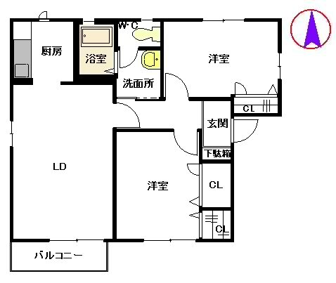 アミューザン南山手 D棟 201号室 間取り