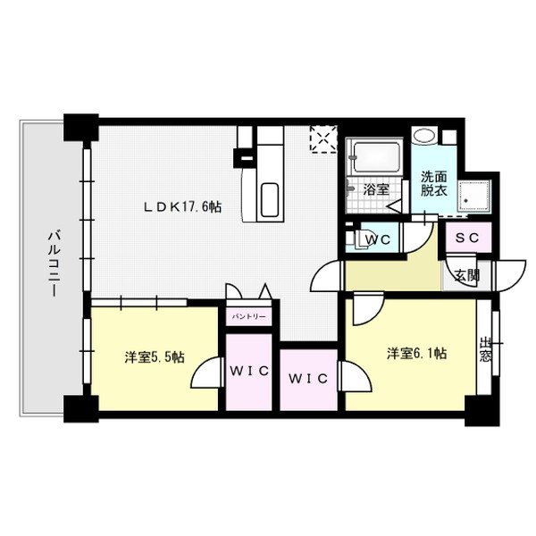 ビオネ美野島 303号室 間取り
