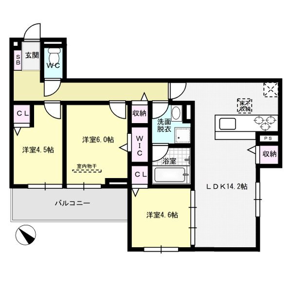 トリシア東大利 302号室 間取り