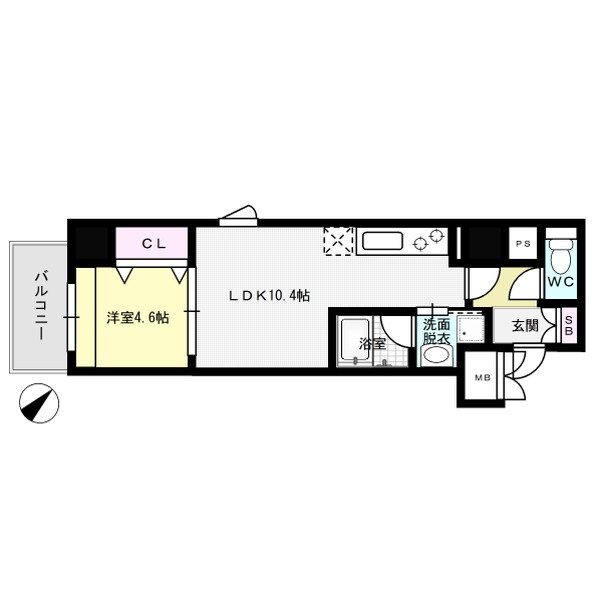 D-room gracious平尾 807号室 間取り