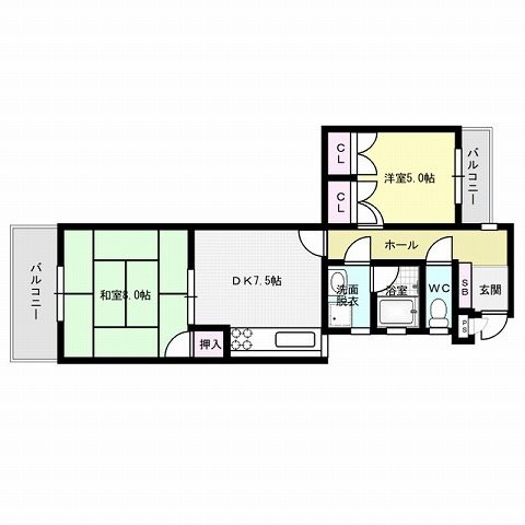ＫＢＣマンションユーハイム室見 間取り
