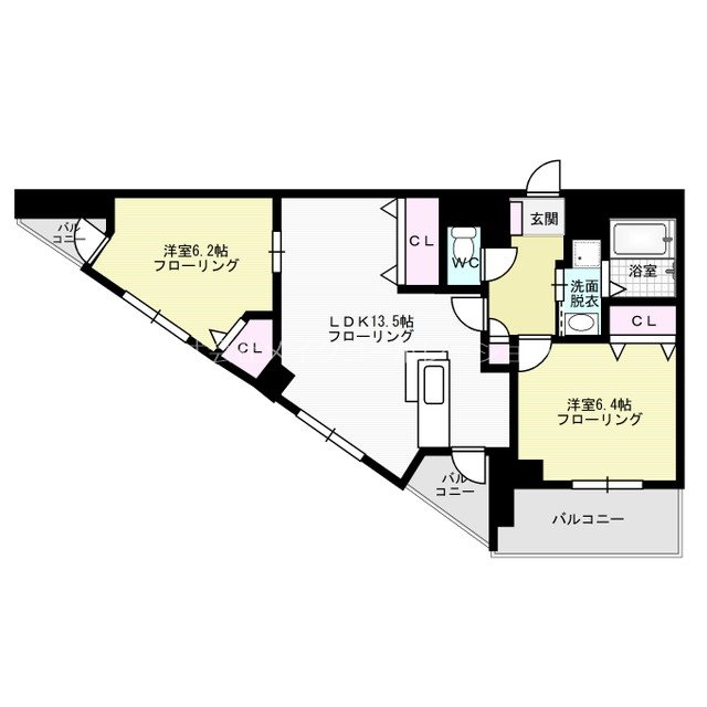 ラクレイス西新レジデンシャルタワー 間取り