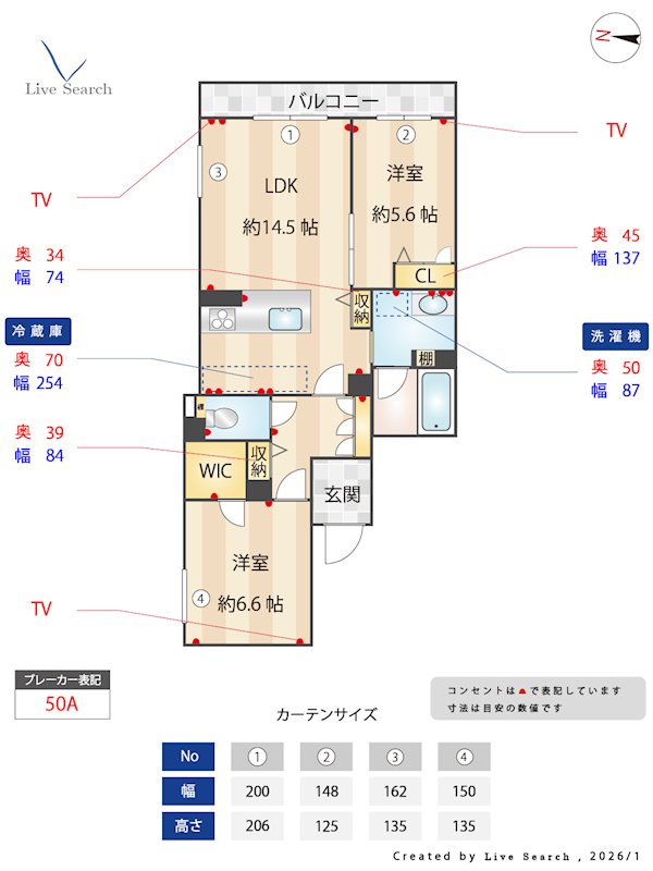サン ウィステリア 304号室 間取り