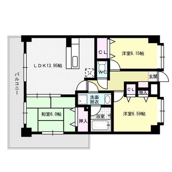 フォレスト離宮若久 208号室 間取り