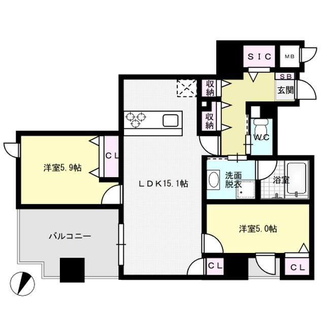 クロスフレア大濠公園  間取り
