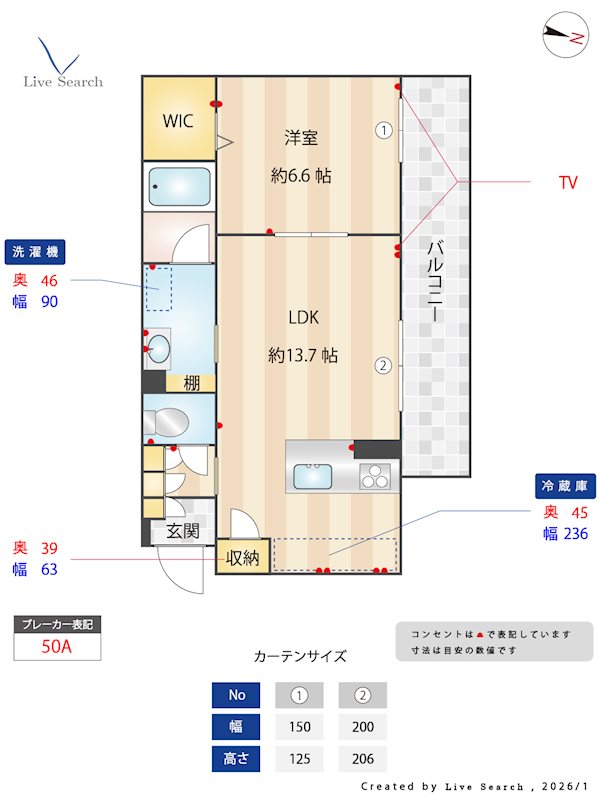 サン ウィステリア 203号室 間取り