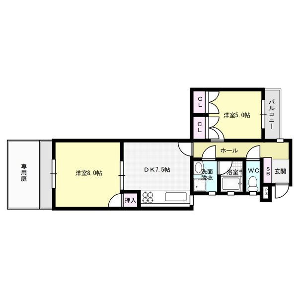 ＫＢＣマンションユーハイム室見 間取り