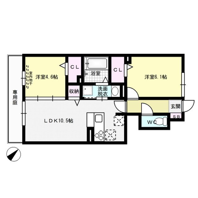 クリスコーラB棟 103号室 間取り