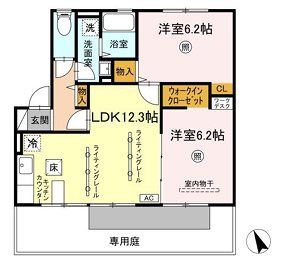 プレーヌ御笠 101号室 間取り