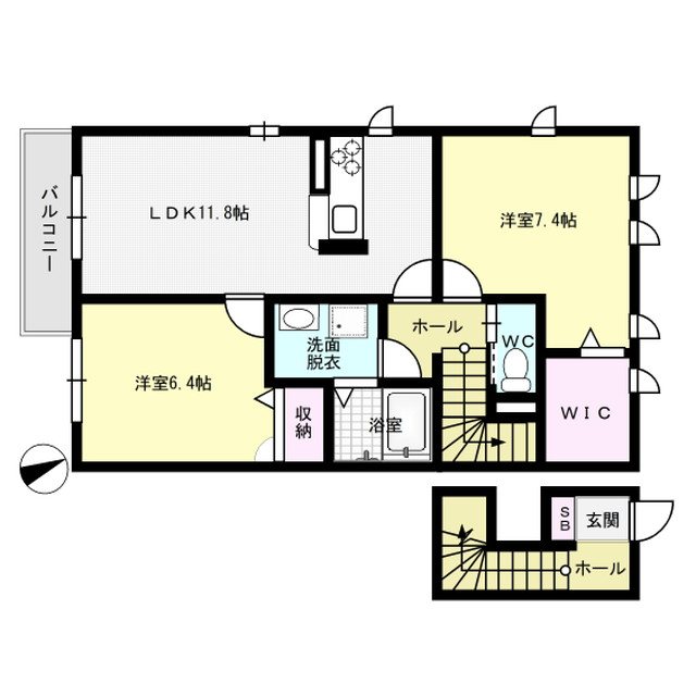 フルール伯玄 203号室 間取り