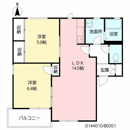 セピアコート観世B棟 201号室 間取り