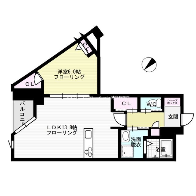 ラクレイス西新レジデンシャルタワー 間取り
