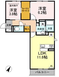 D-room三宅 201号室 間取り