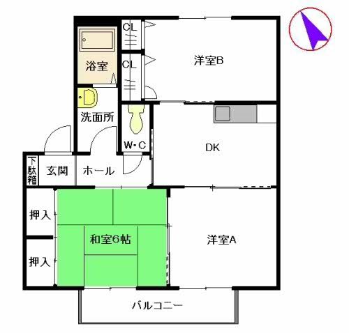 メイプルシャトーA棟 202号室 間取り