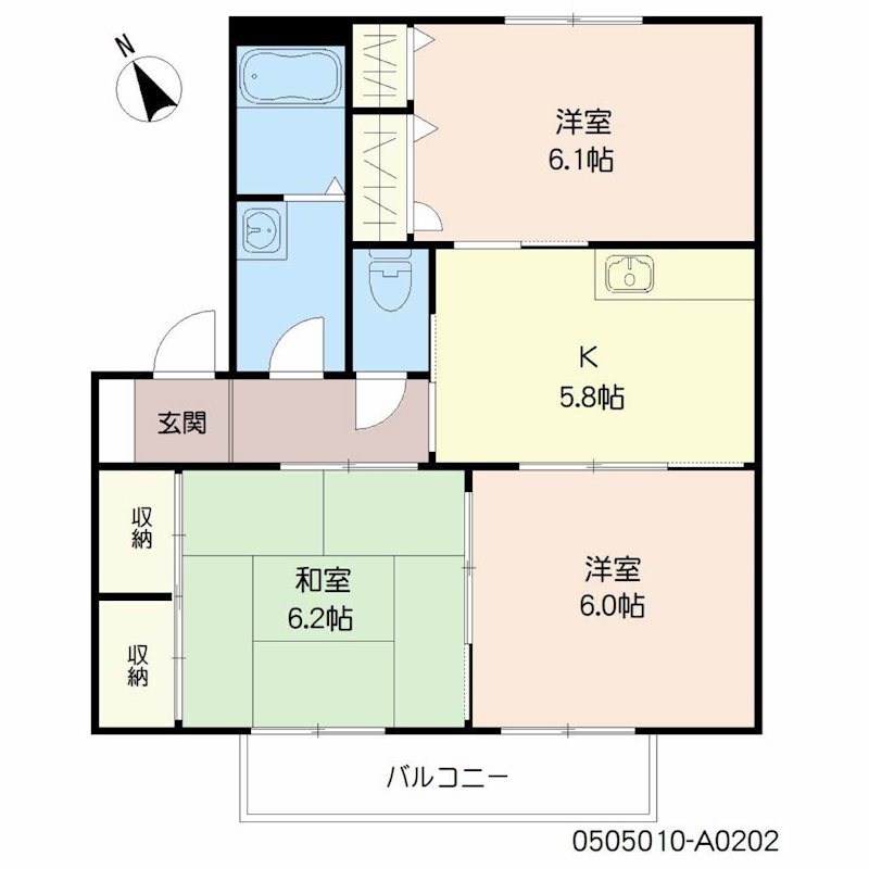 メイプルシャトーA棟 202号室 間取り