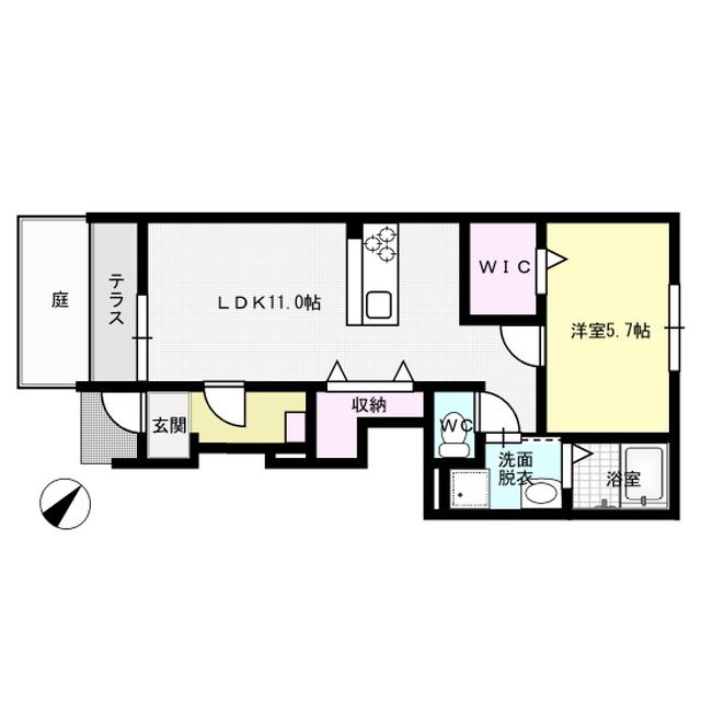 グランレーヴ弥生 101号室 間取り