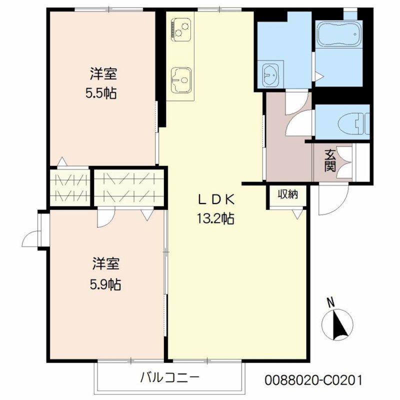 プリモキミC棟Re 201号室 間取り