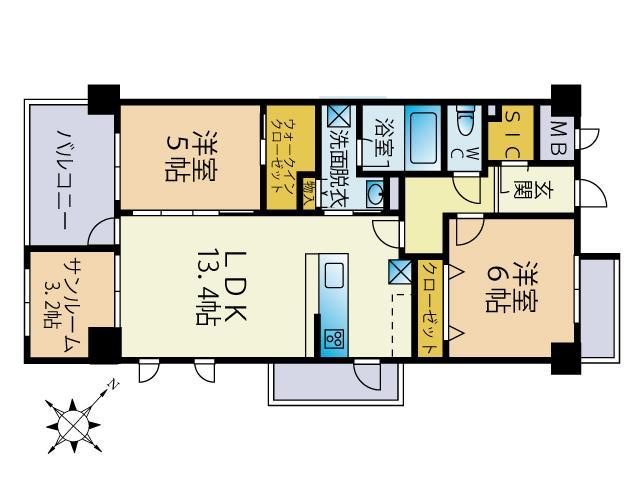 Luminous Terrace 諸岡 301号室 間取り