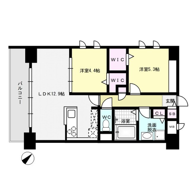 ※間取り反転 エルグランド博多 間取り図