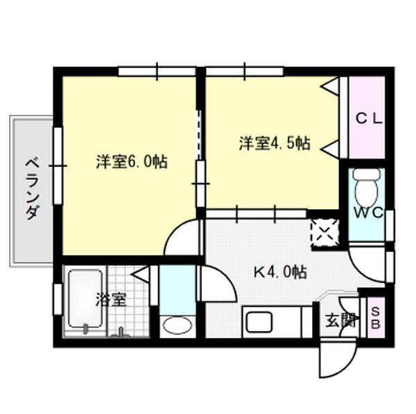 カンフォタブル桧原 201号室 間取り