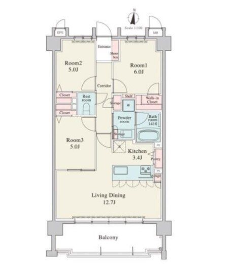 RJRプレシア別府駅前 間取り