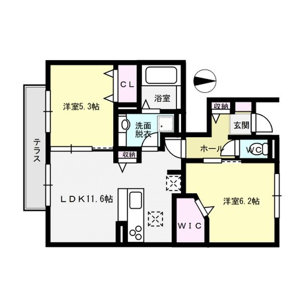 セジュール・プルニエ2 B棟 101号室 間取り