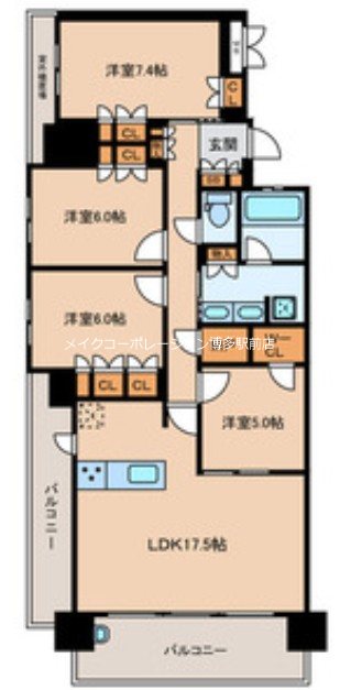 MJR千早ミッドスクエア 614号室 間取り