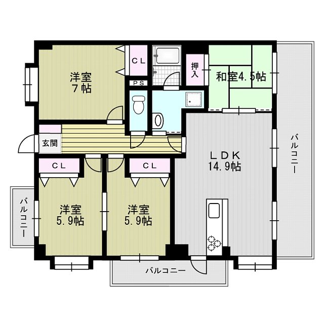 いずみの杜 303号室 間取り