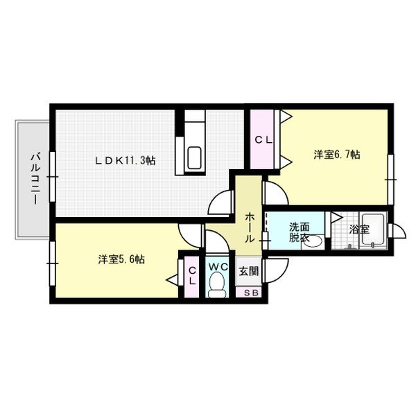 プレミールドソレイユ 202号室 間取り