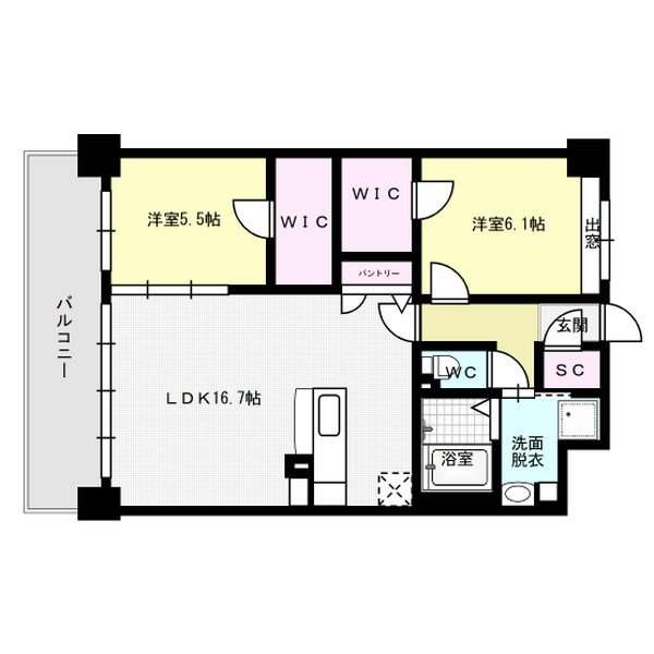ビオネ美野島 1002号室 間取り