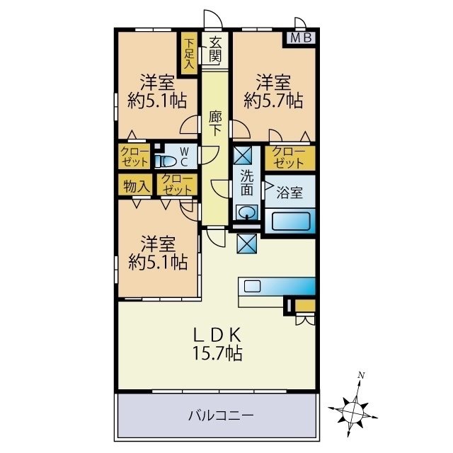 仮）プレア次郎丸B棟 間取り