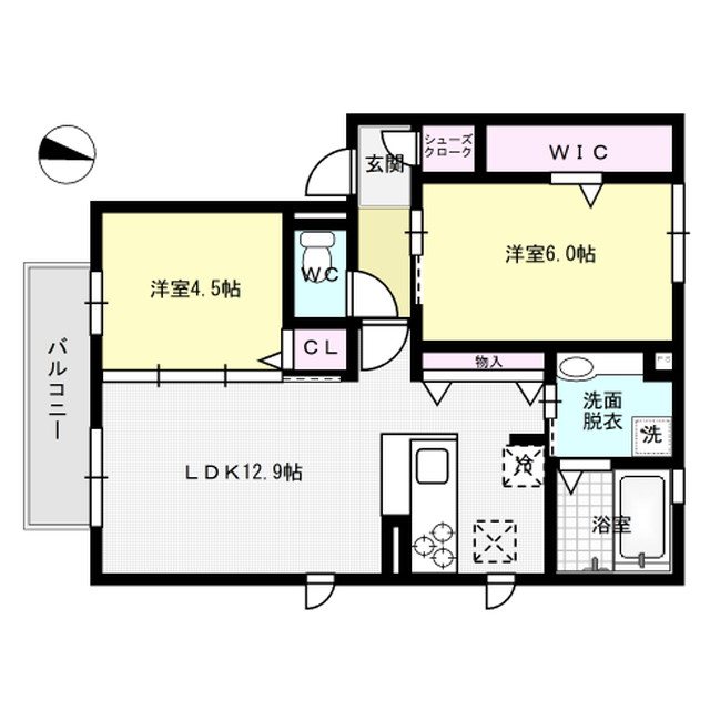 D-room天神山 202号室 間取り
