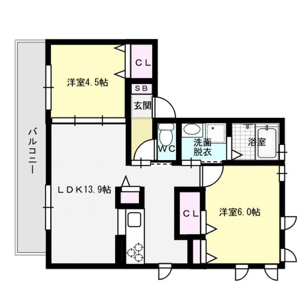 D-room長住北A棟 201号室 間取り
