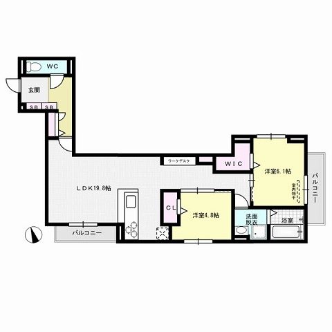 間取り D-room室見 間取り図