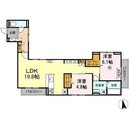 間取り D-room室見 間取り図