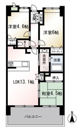 ※室内写真は同物件別部屋引用・現状優先です。 ベルメゾン西公園テラス 間取り図