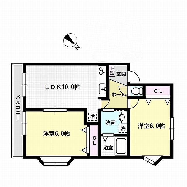ハッピーエステート雑餉隈B棟 101号室 間取り