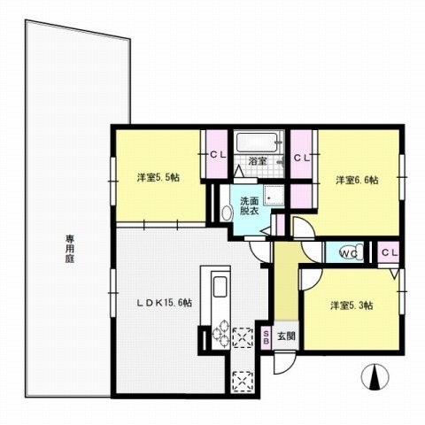 D-room小田部弐番館 間取り