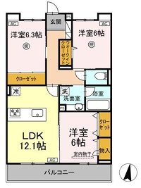 Sinfaria六本松 202号室 間取り