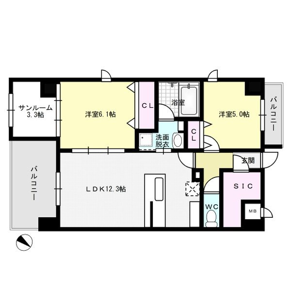 Sun・Blesso塩原 205号室 間取り