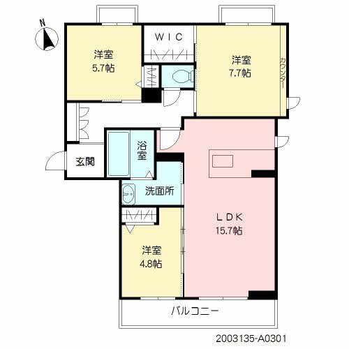カリーノ 301号室 間取り