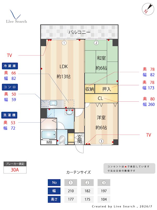サンコーポ三筑 605号室 間取り